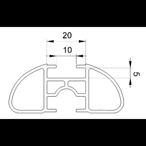 Doorsnede van de aluminium ligger 6cm